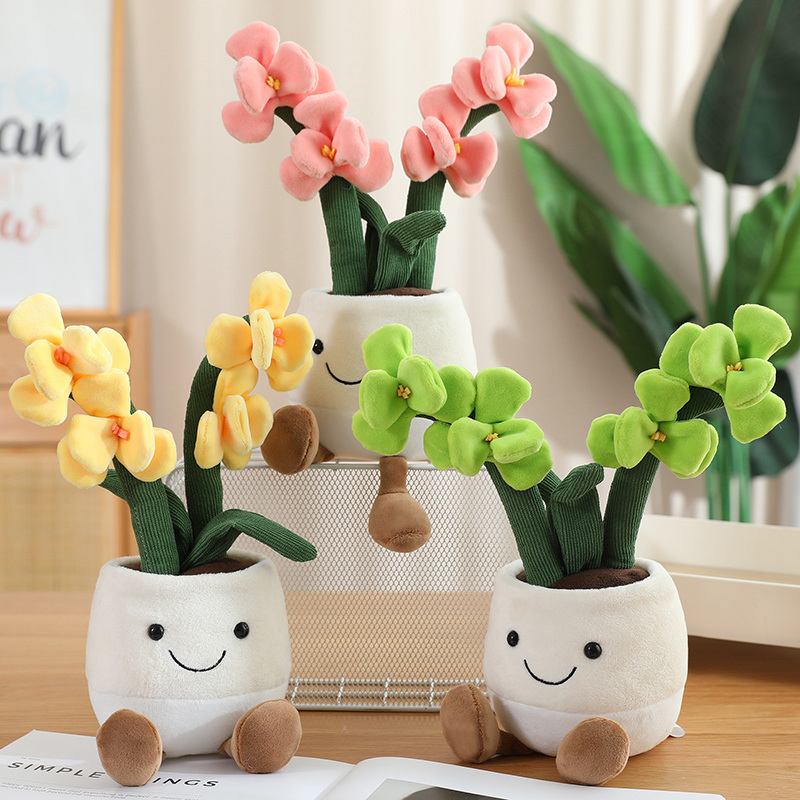 Kawaii Plush Potted Flower Toy - Orchid Phalaenopsis 评论和价格